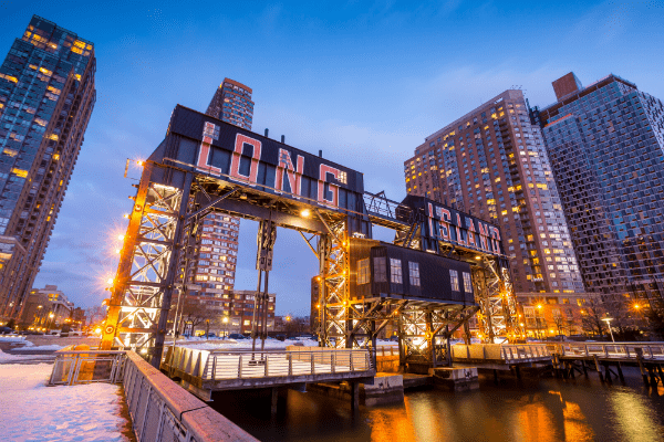 Docks in long island at dusk